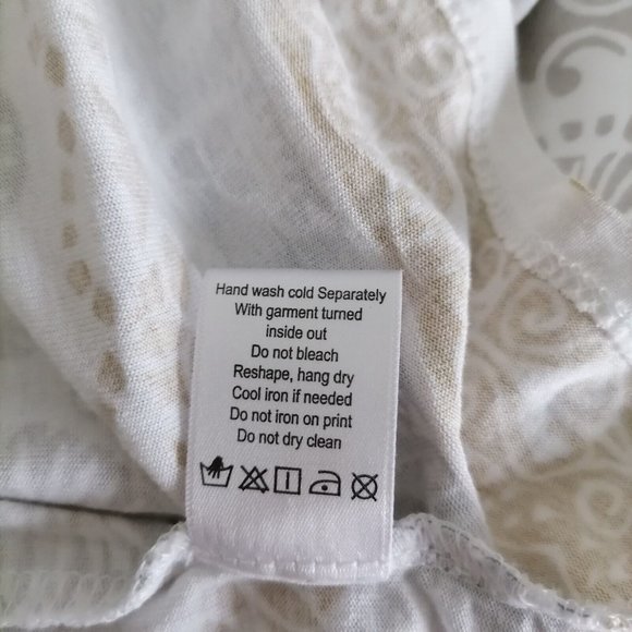 Sigrid Olsen Signature Womens Aqua Gray Round Neck Tribal Print Top Size XL - Picture 7 of 7